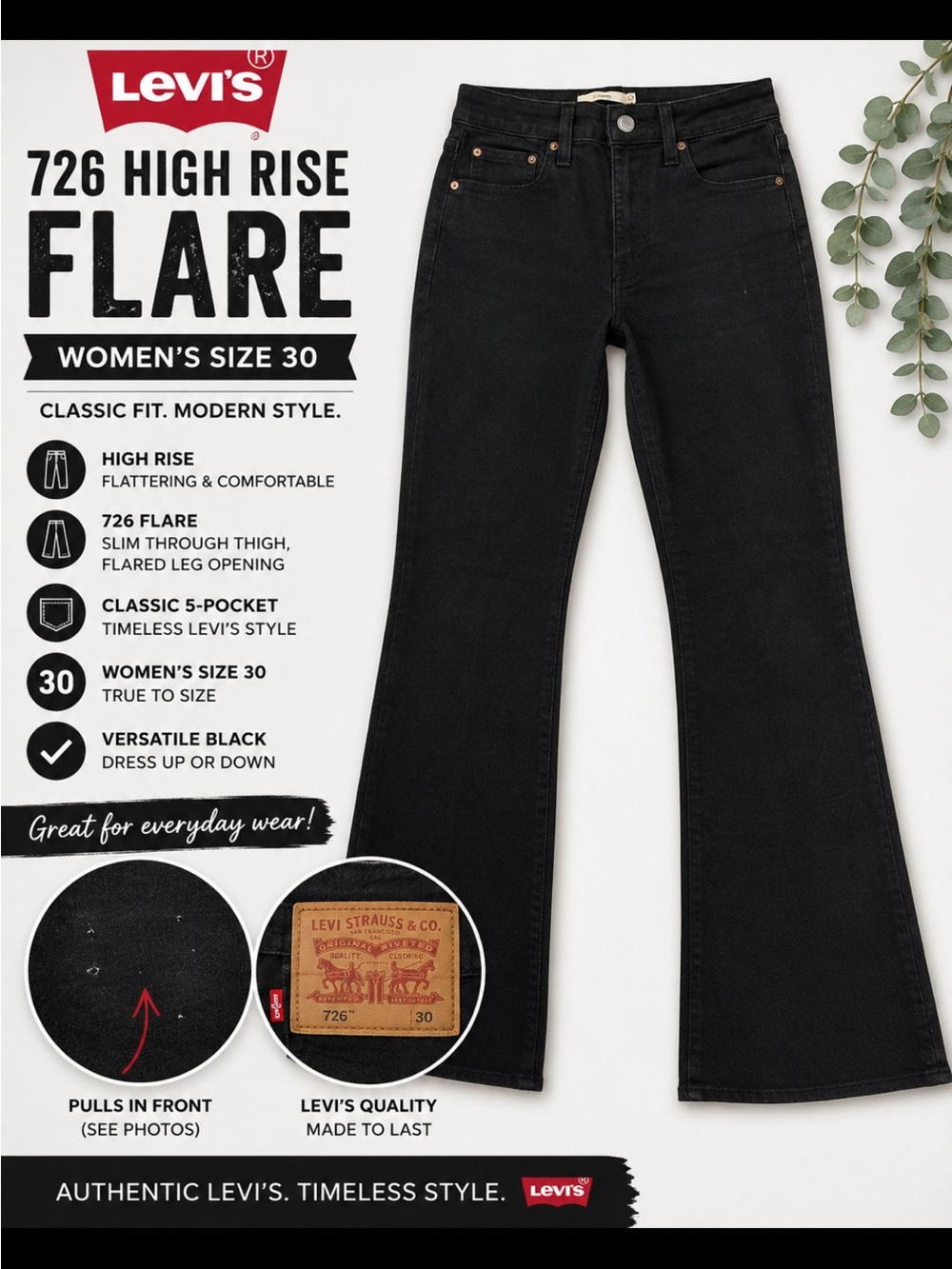 Levi's Black High‑Rise Flare Jeans